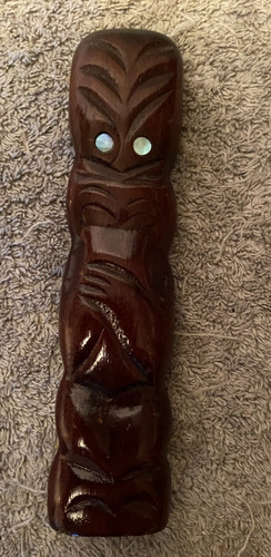 Hand carved maori wood teko - carved,