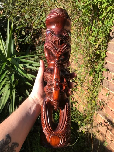 Maori tiki hand carved kauri - tiki,