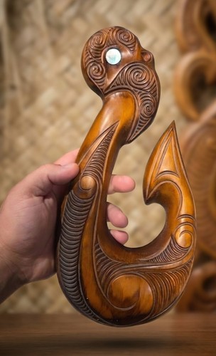Vintage maori hei matau - matau, carved